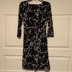 Calvin Klein Marble Pattern Dress (black & white) size small ruched left side